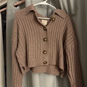 Hippie Rose Taupe Button-Up Cardigan